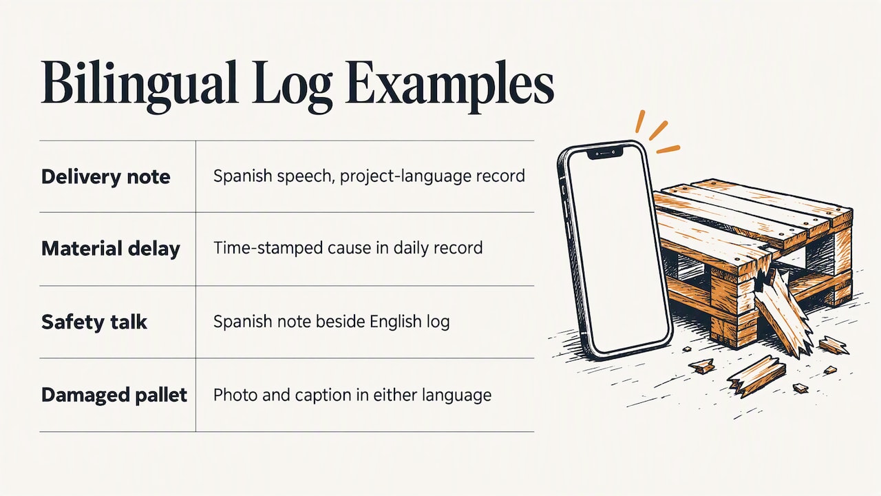 Examples of using bilingual digital tools for fuller logs — overview diagram
