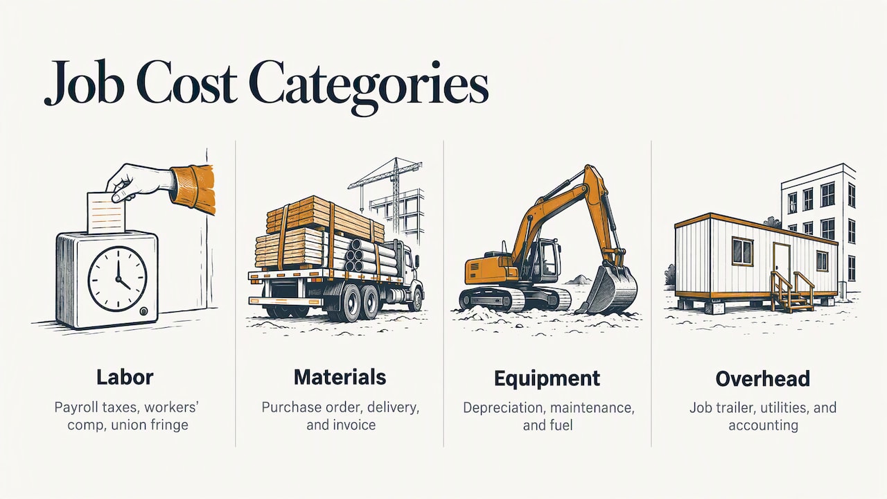 Four categories that make up job costs