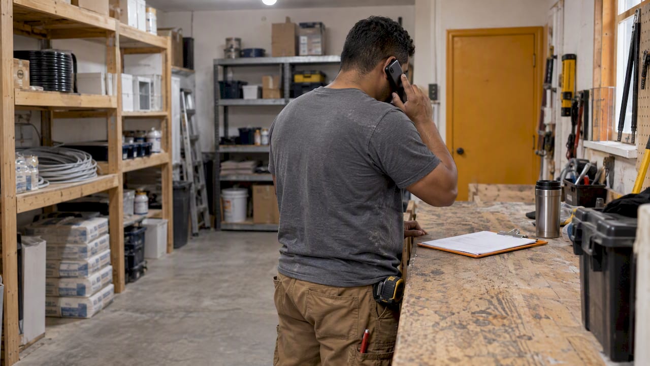 Contractor making an overdue invoice follow-up call