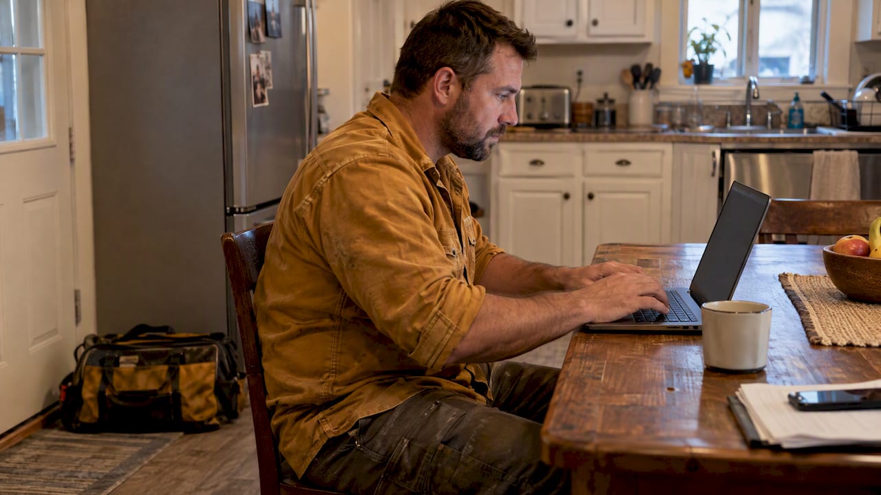 Contractor writing a payment reminder email
