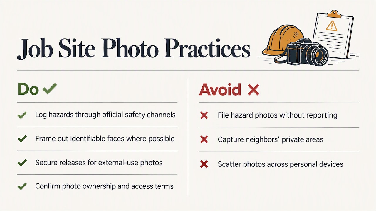 Legal Considerations and Privacy When Photographing a Job Site — overview diagram