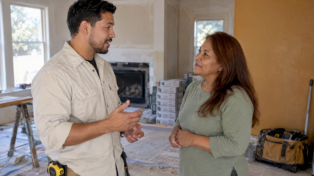 Contractor explains deposit timing to homeowner