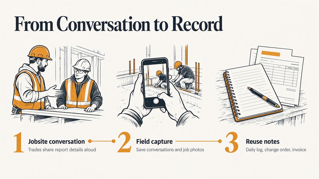 Our perspective: the report should write itself from the day — overview diagram